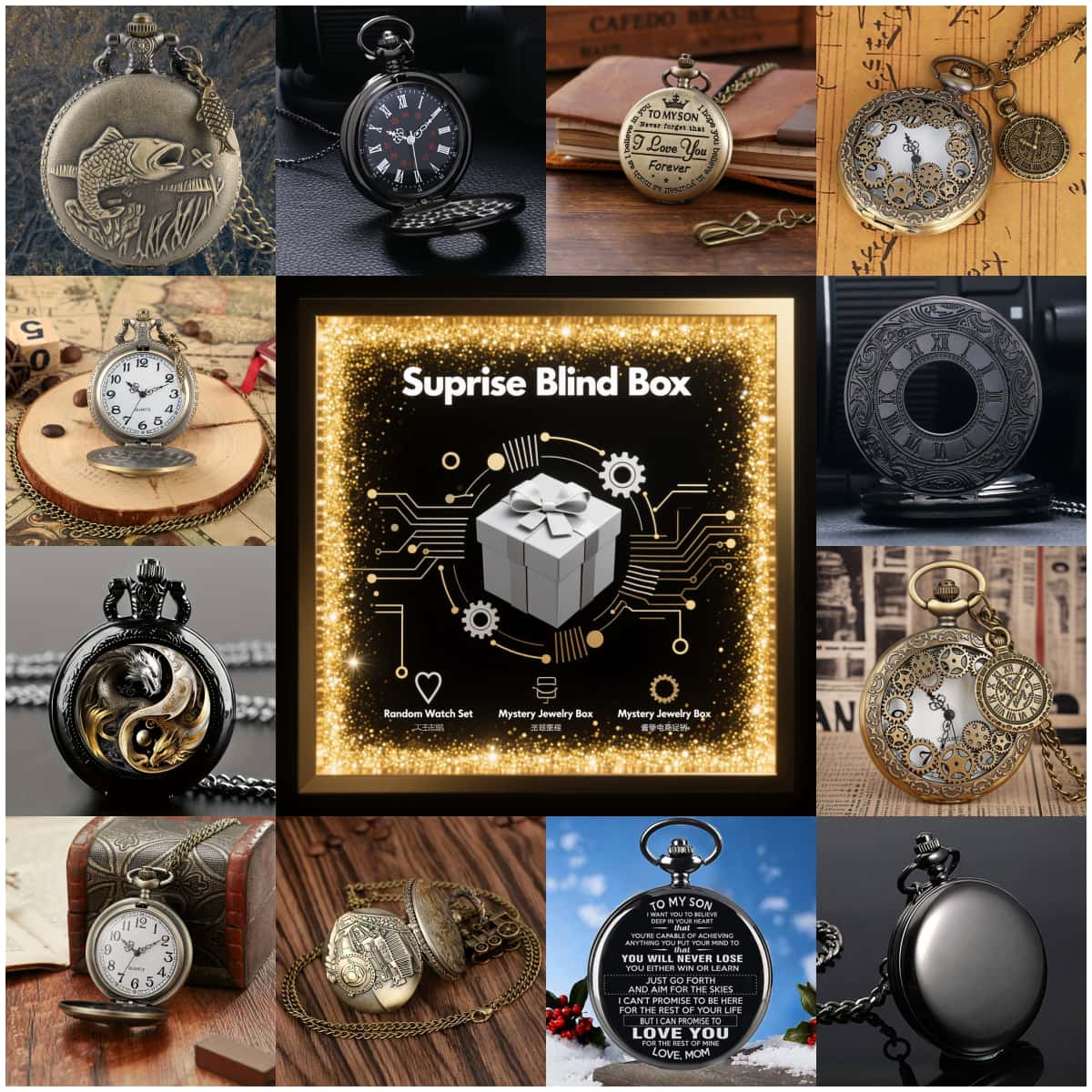 Vintage Fashion Watches - Caja ciega de reloj misterioso sorpresa,