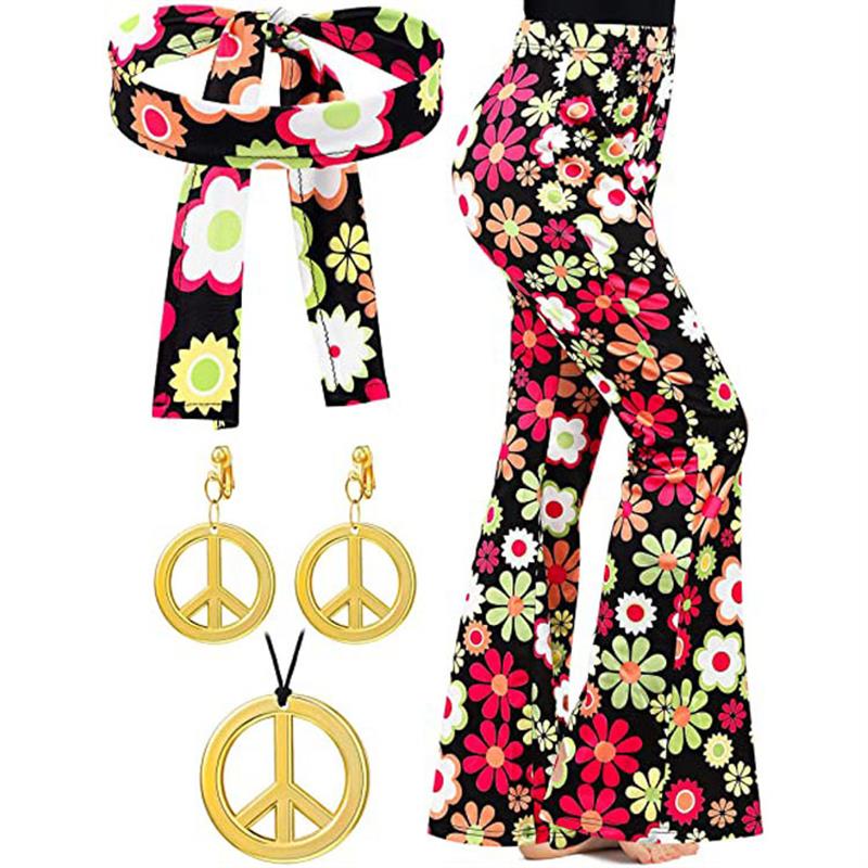 Wide Leg Trouser 70S - Pantalones acampanados con estampado bohemio, diadema