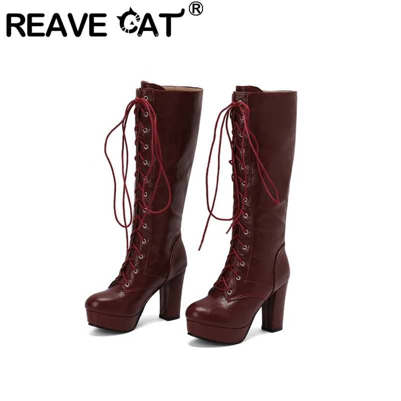 Vintage Fashion Style - REAVE CAT-Botas hasta la rodilla para