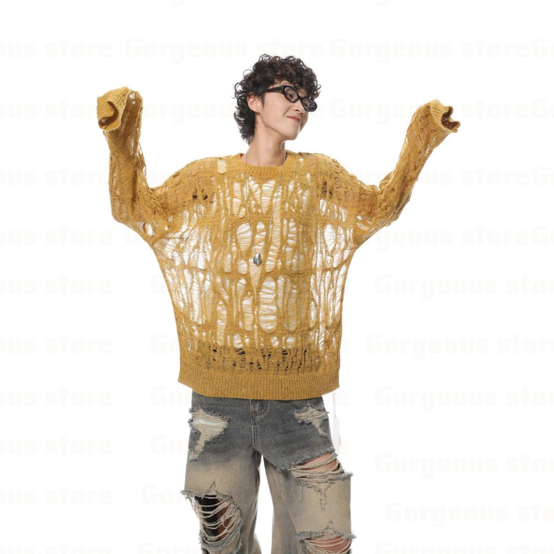 Vintage Fashion In Japan - Suéter de punto vintage rasgado y