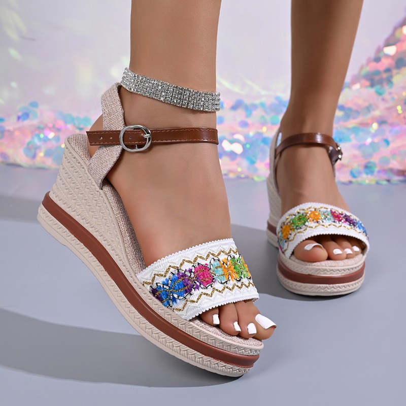 Vintage Fashion Style - Sandalias de Mujer con Plataforma y