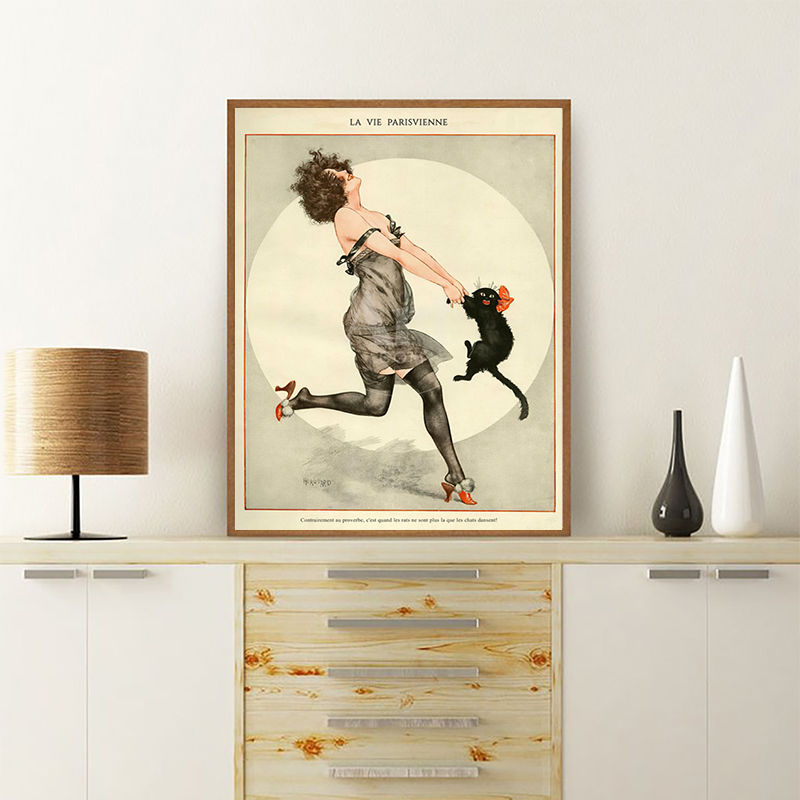 Vintage Fashion Magazine Covers - Póster Vintage de mujer y gato
