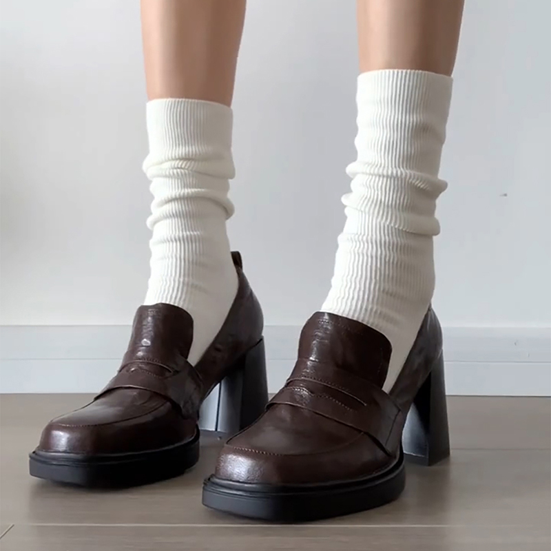 Vintage Fashion Style Female - Zapatos mocasines de estilo universitario para