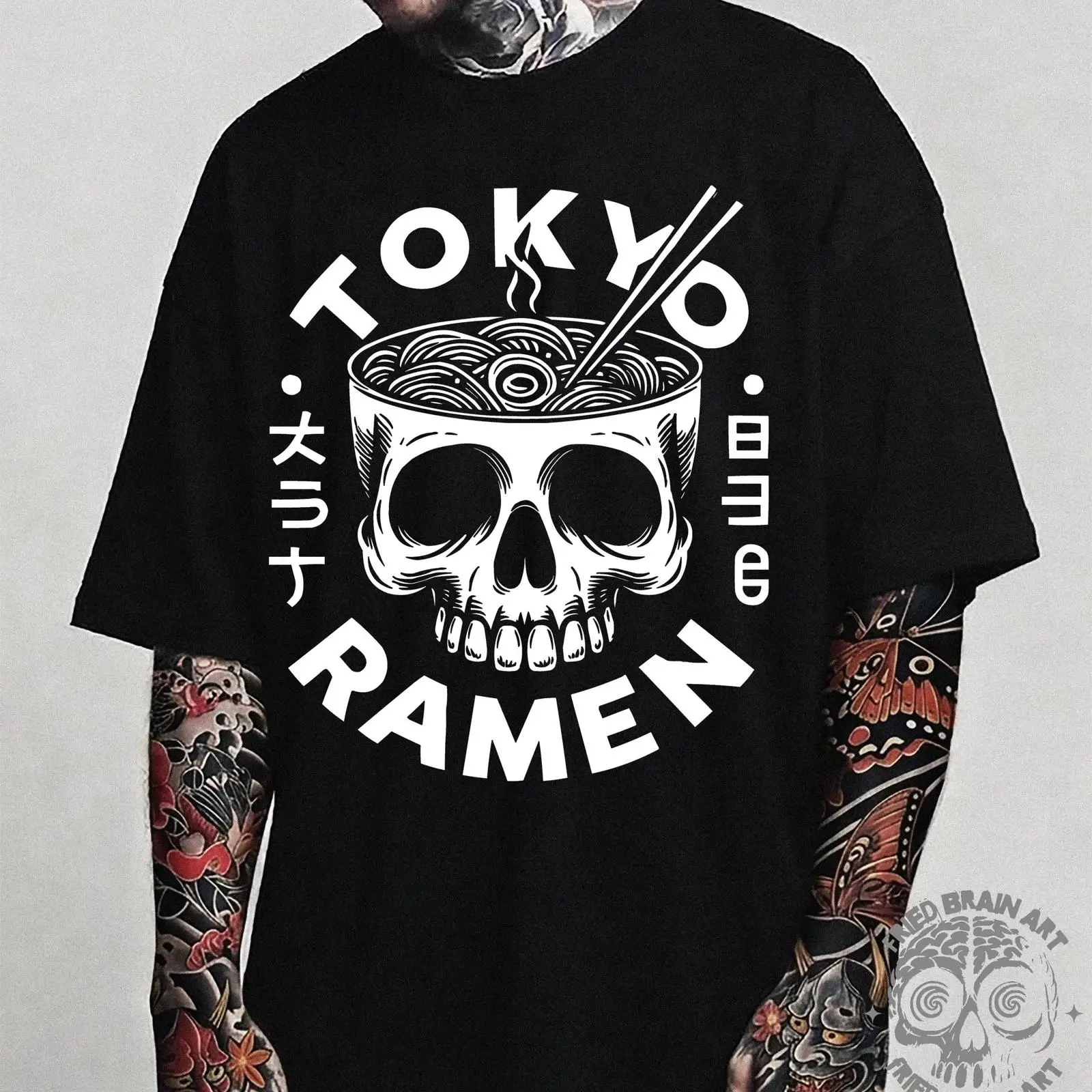 Vintage Fashion Tokyo - Camiseta Tokyo Skull Ramen, estilo japonés