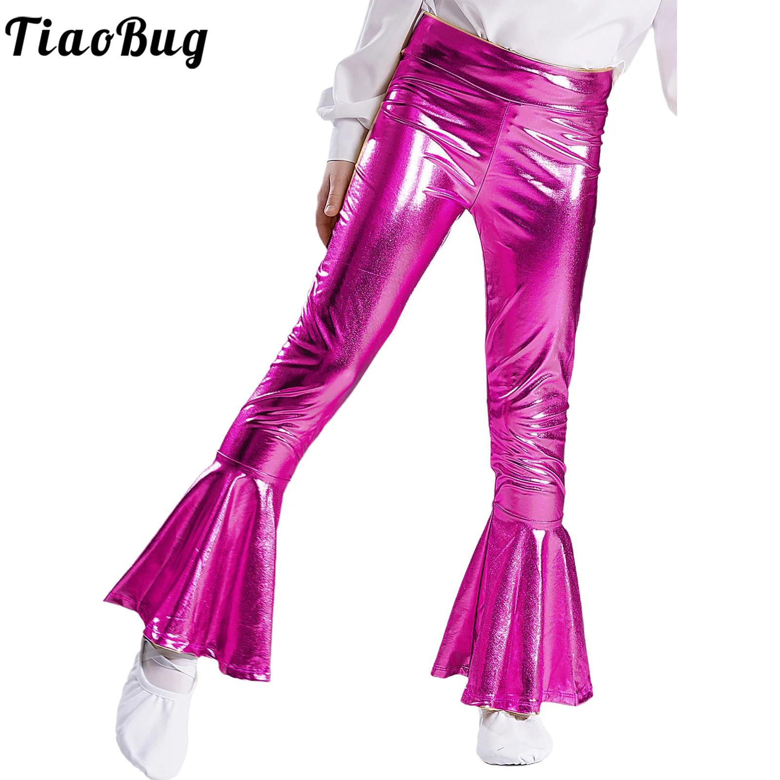 Wide Leg Trouser 70S - Pantalones acampanados metálicos brillantes para niñas,