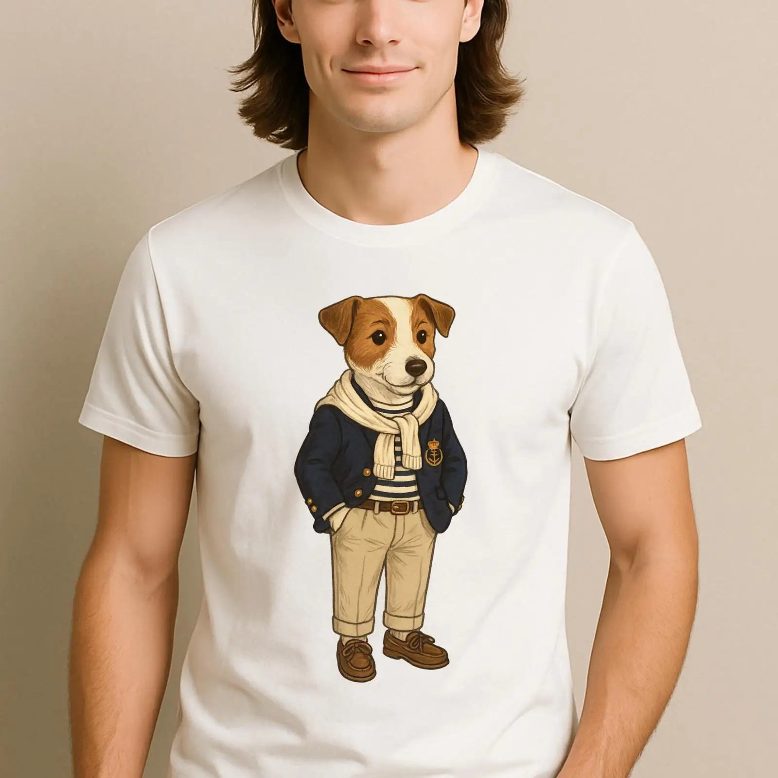 Vintage Yacht Fashion - Camiseta Preppy Jack Russell Terrier estilo