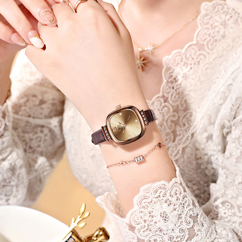 Reloj Cuadrado de Oro Rosa par - Vintage Fashion Watches reseña y precio