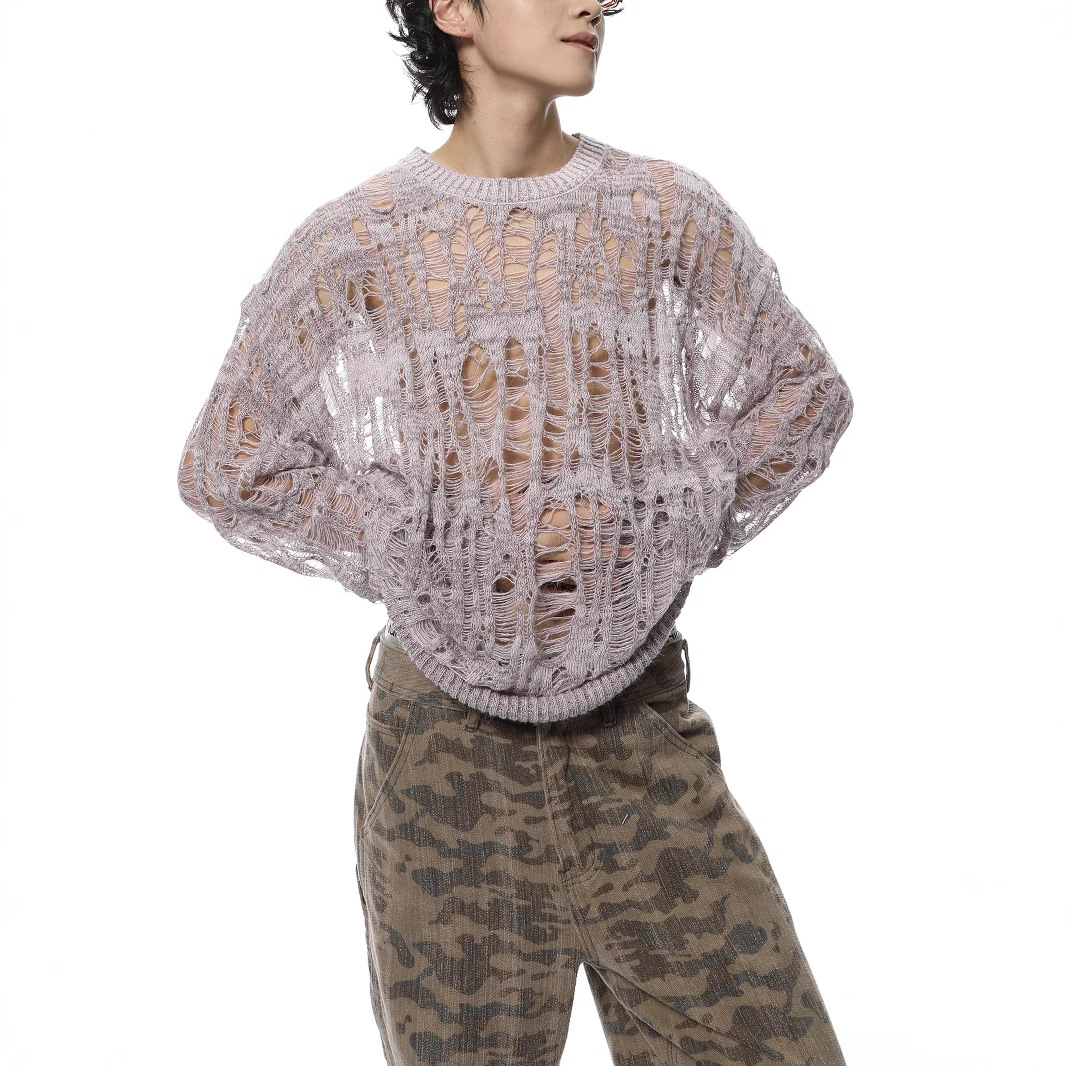 Suéter de punto vintage rasgad - Vintage Fashion In Japan reseña y precio